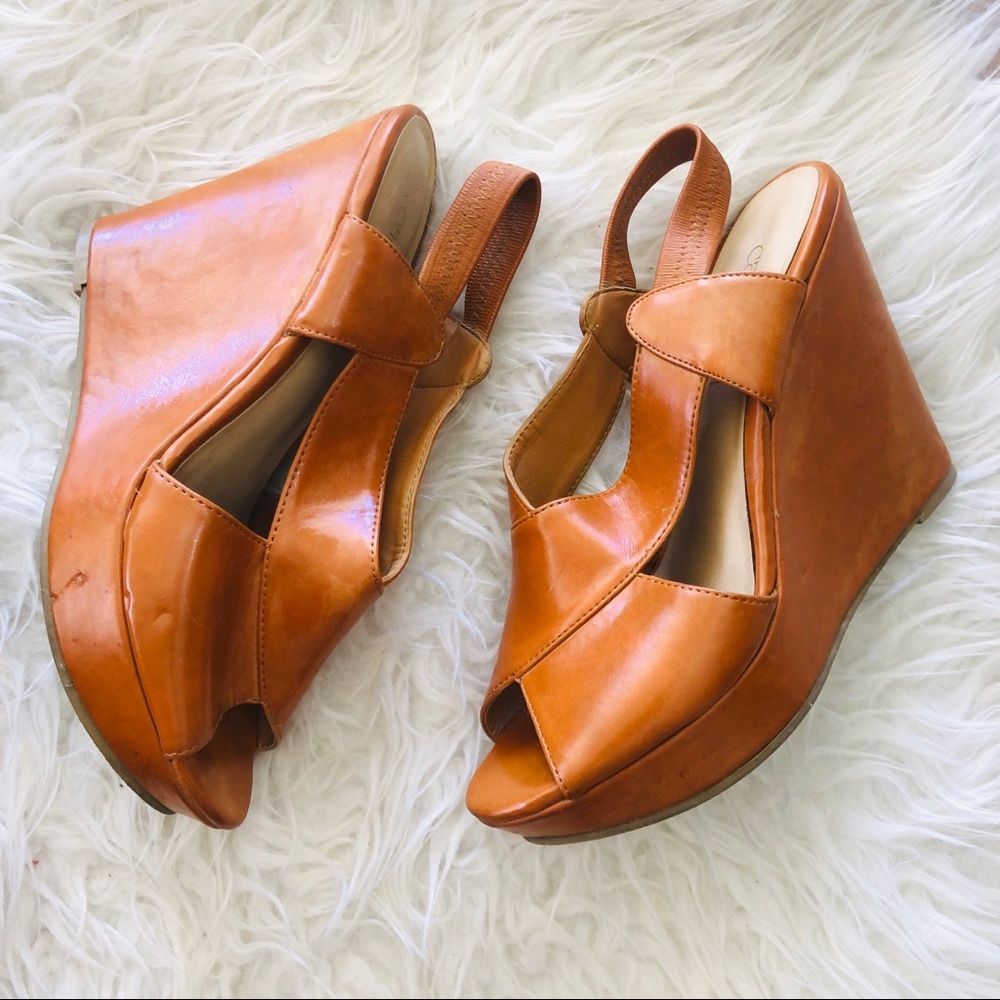 Cathy Jean Cognac Wedges, 8